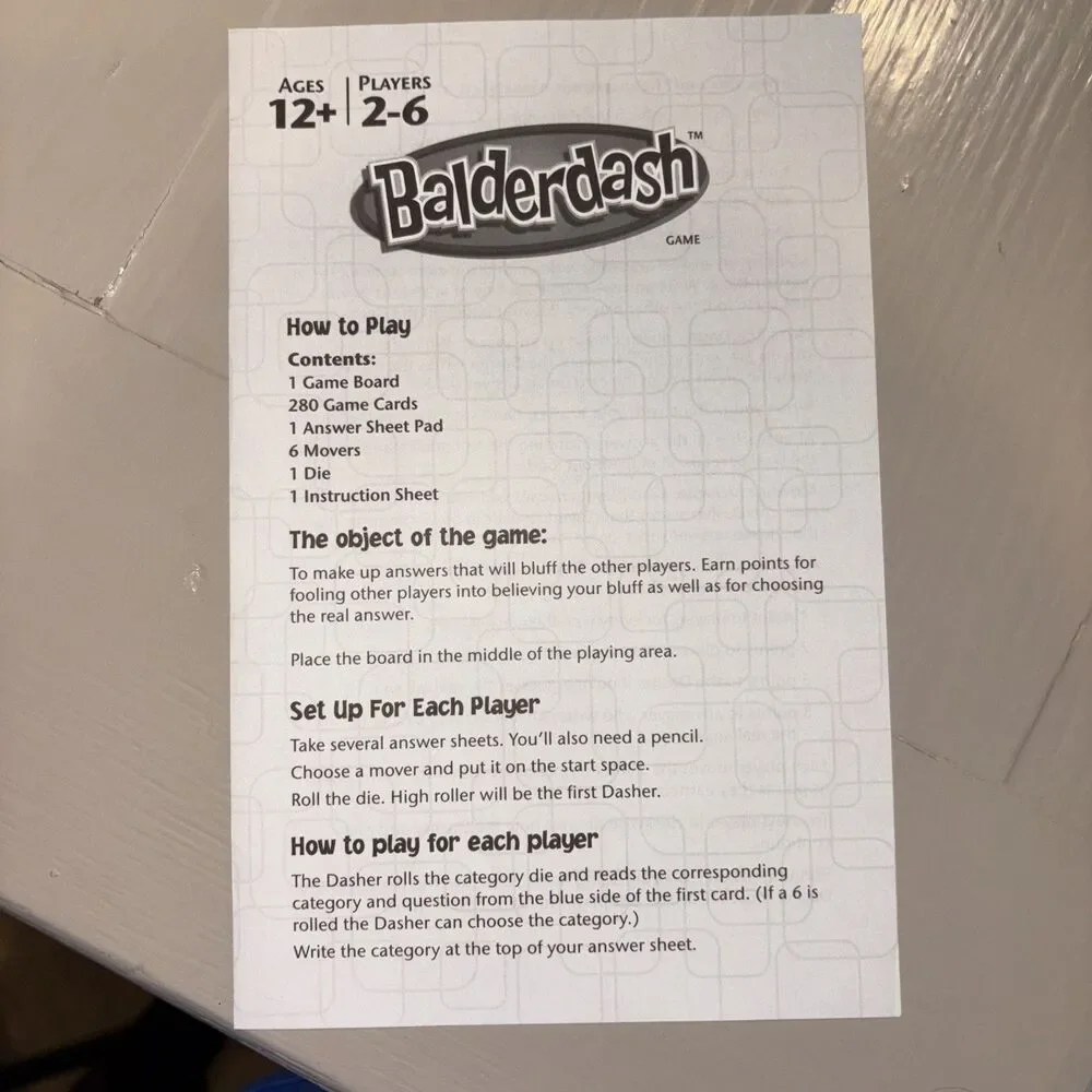 Mattel CFX43 Balderdash Borad Game
